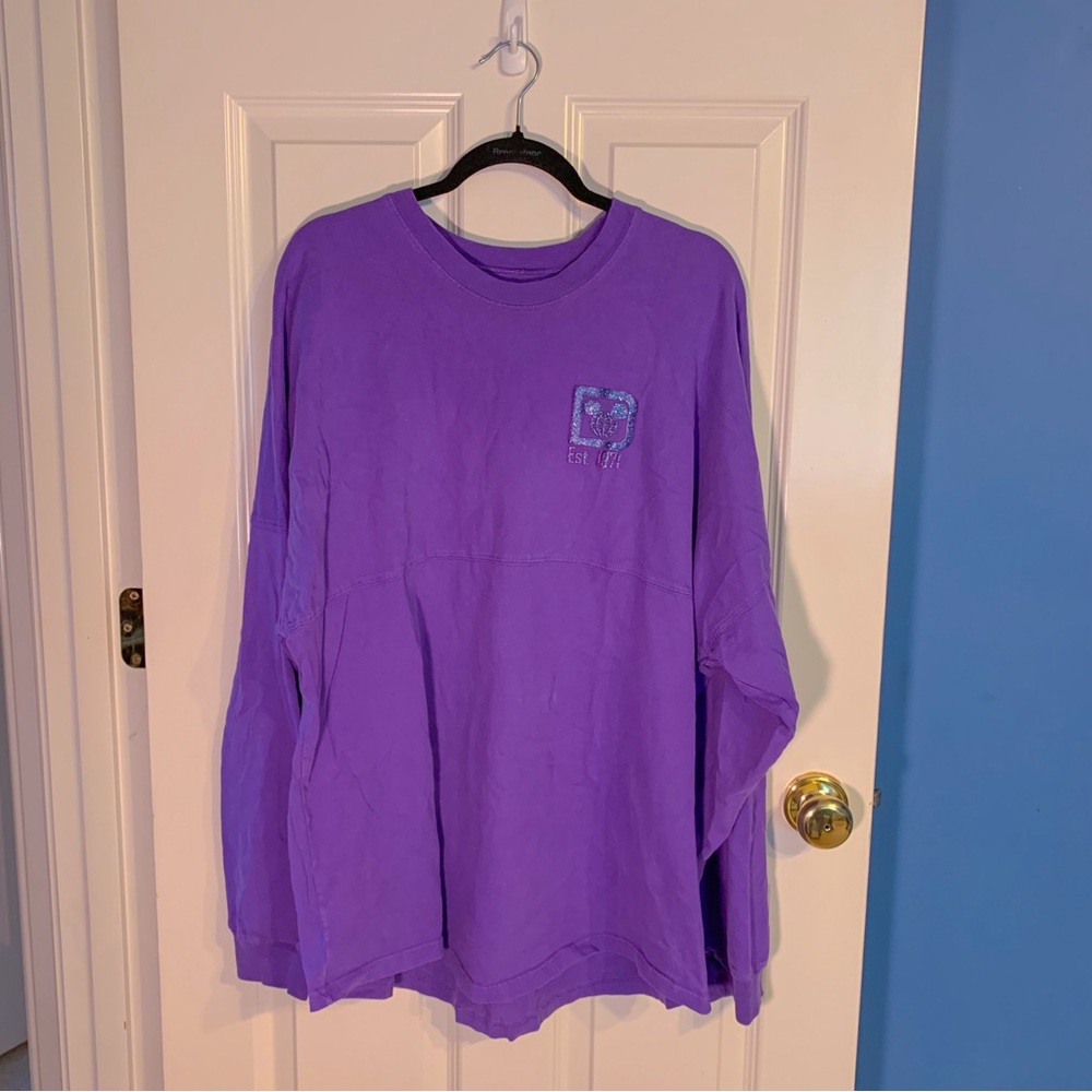 Disney women’s size extra large purple sparkle spirit jersey